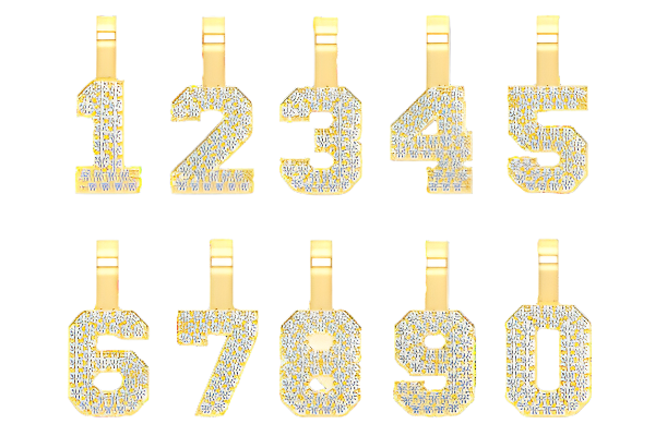 SMALL JERSEY NUMBER PENDANT 14K Gold .10CTW