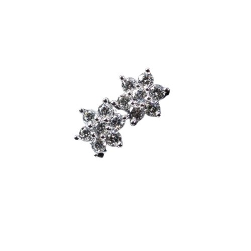 14K White Gold Small Star Cluster Stud Earrings