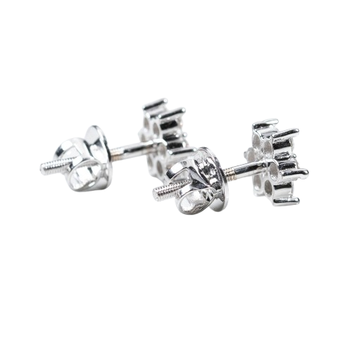 14K White Gold Small Star Cluster Stud Earrings