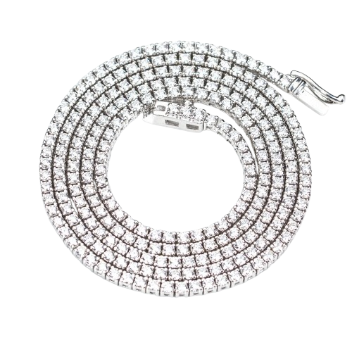 Micro 2.5 Pointer 5.19Ct 14K White Gold Tennis Chain Necklace