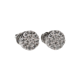 Round 14K White Gold 0.37 Ct Small Cluster Diamond Stud Earrings