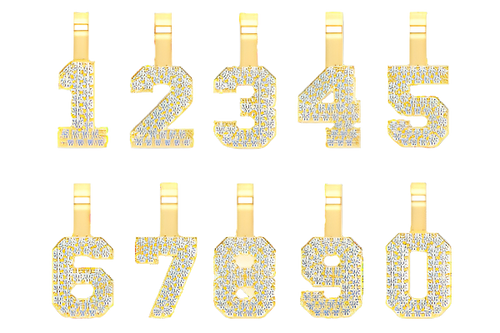 SMALL JERSEY NUMBER PENDANT 14K Gold .10CTW